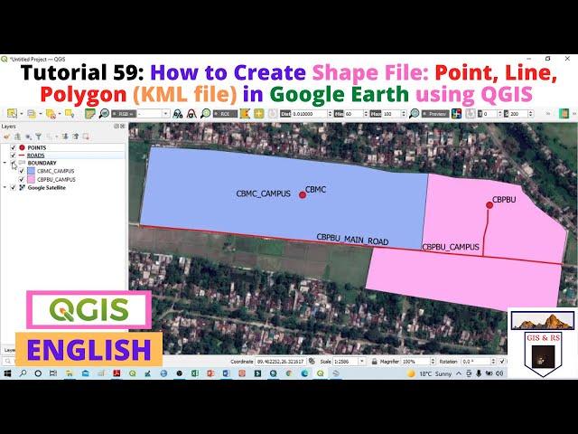 How to Create Shape File Point, Line, Polygon KML file in Google Earth using QGIS