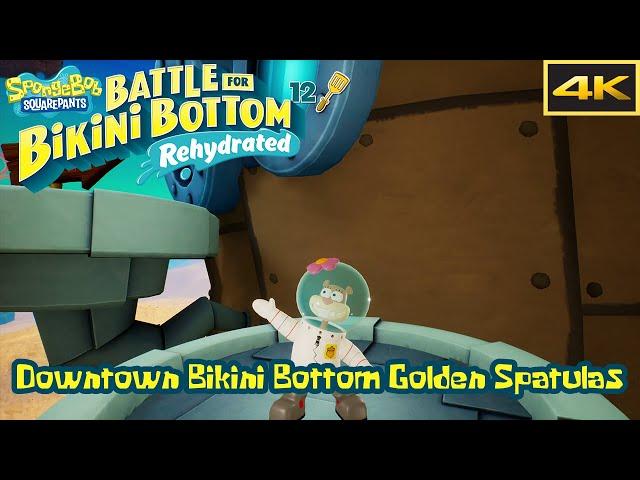 Downtown Bikini Bottom - All Golden Spatulas Guide - Battle for Bikini Bottom Rehydrated [4k]