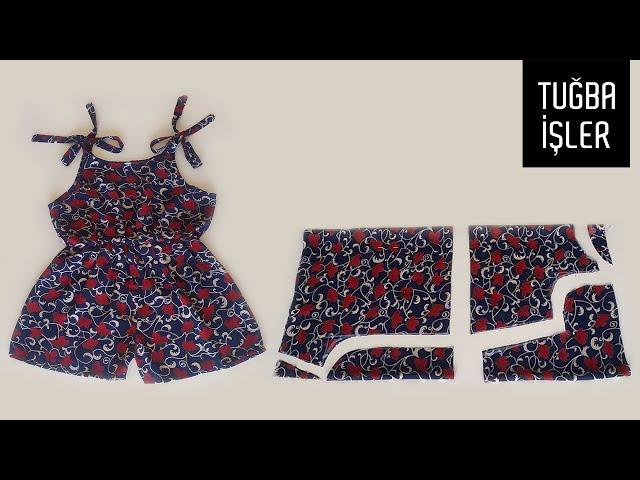 Tie Shoulder Cami Playsuit Cutting and Sewing For Baby Girl | Tuğba İşler