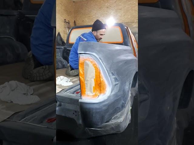 Покраска в Line-X кузова пикапа Хайлакс Катран. LineX coating Toyota Hilux pickup.