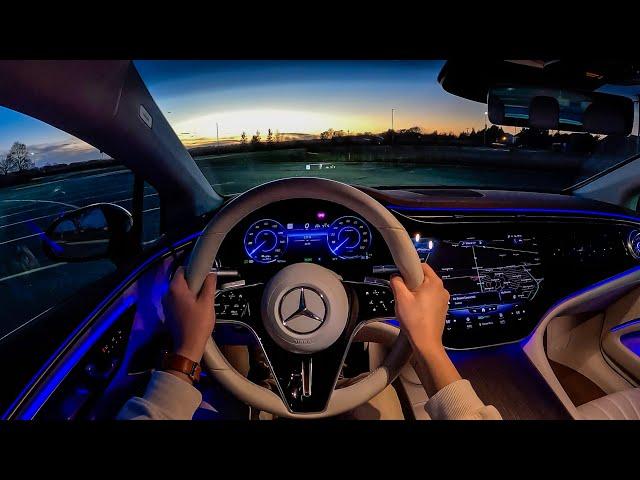 2022 Mercedes-Benz EQS 580 - POV Night Drive (Binaural Audio)