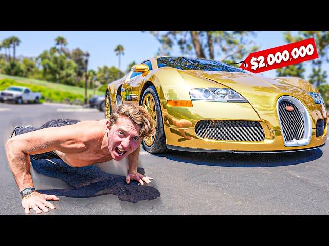 Do 1 Pushup, Drive 1 Second In Worlds Most Expensive Car (GOLD BUGATTI)