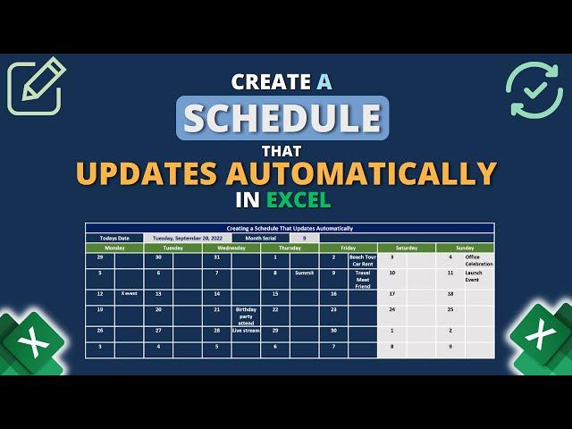 Create a Schedule in Excel That Updates Automatically