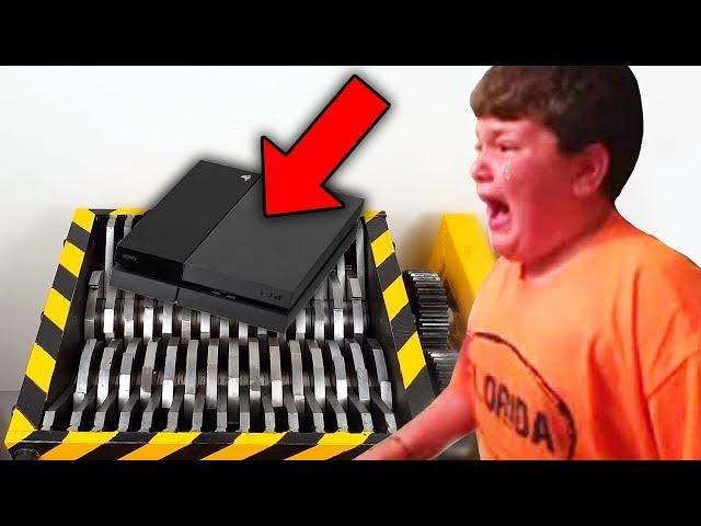 he crushes ps4 in shredder after losing fortnite.. (BIG MISTAKE)