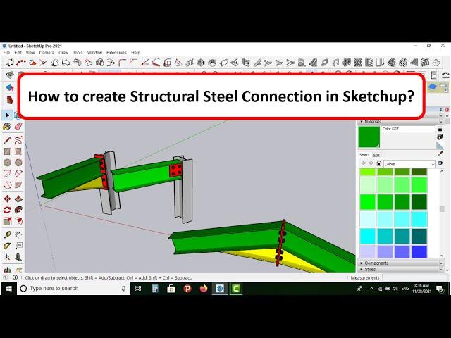 How to create structural steel connection in Sketchup#constructin#drawing#architecture#civil work