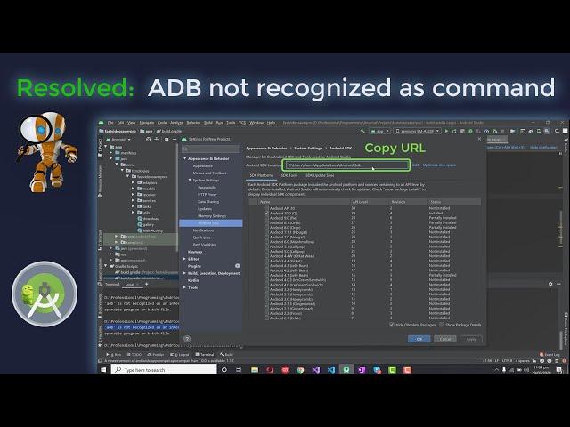 Fixing Adb is not recognized as an internal or external command Issue in Android Studio [Android]