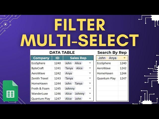 How to Filter Multi-Select Data with a Multi-Select Dropdown in Google Sheets