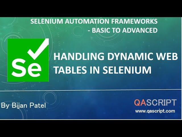 Selenium Automation Framework Tutorial - Handling Dynamic Web Tables in Selenium