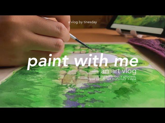 paint with me  my watercolor process, setup, art materials + tips