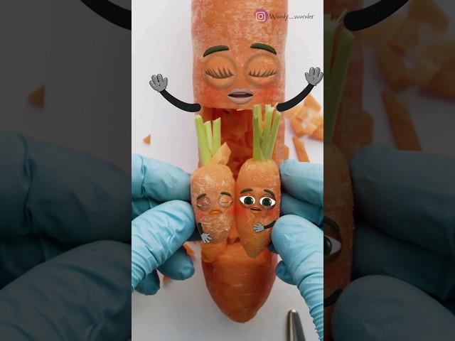 Carrot C-Section - SIAMESE TWINS ALMOST DIED️ #fruitsurgery #cute #foodsurgery