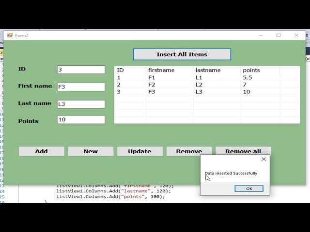 C# tutorial Insert all items in a listview to SQL server database at once