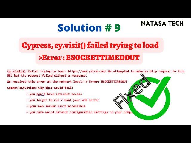 #Cypress - 7 | Cypress, cy.visit() failed trying to load ESOCKETTIMEDOUT | #natasatech