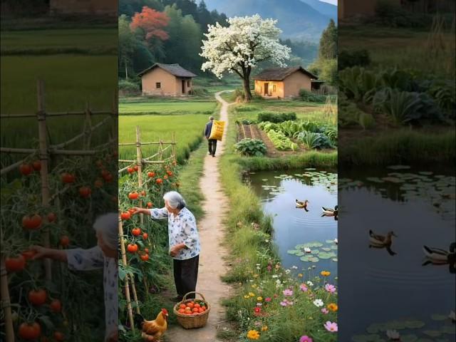 Grandpa buys some daily necessities from the market while Grandma picks vegetables in garden#shorts