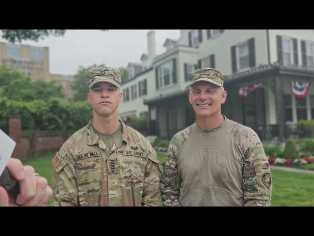 West Point Supe Lt Gen Steve Gilland, First Captain Mart Van De Wall on  March Back Day Class '27