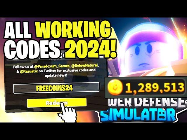 *NEW* ALL WORKING CODES FOR TOWER DEFENSE SIMULATOR IN 2024! ROBLOX TOWER DEFENSE SIMULATOR CODES