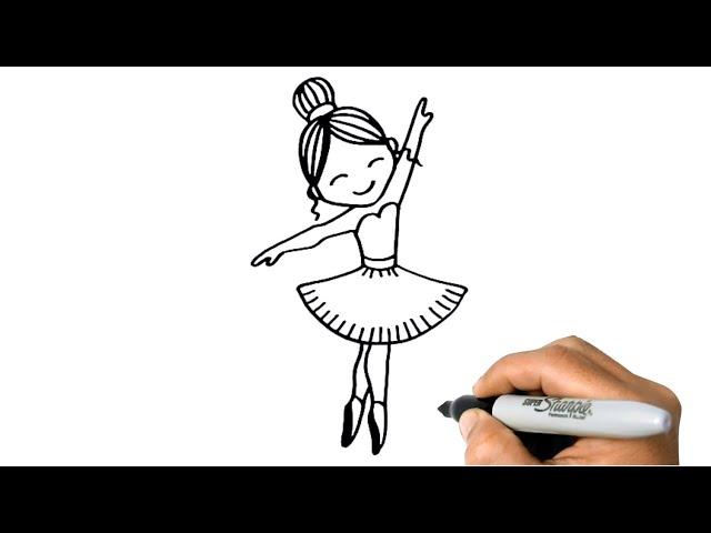 How to DRAW a BALLERINA Easy Step by Step