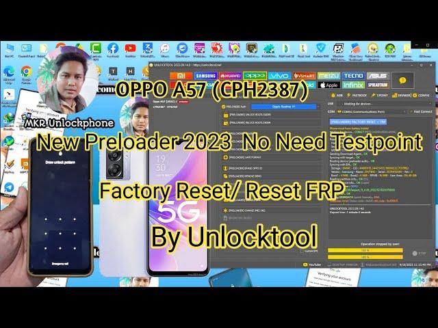 Oppo A57 CPH2387 Factory Reset / Reset FRP New Preloader 2023 No Need Testpoint By Unlocktool