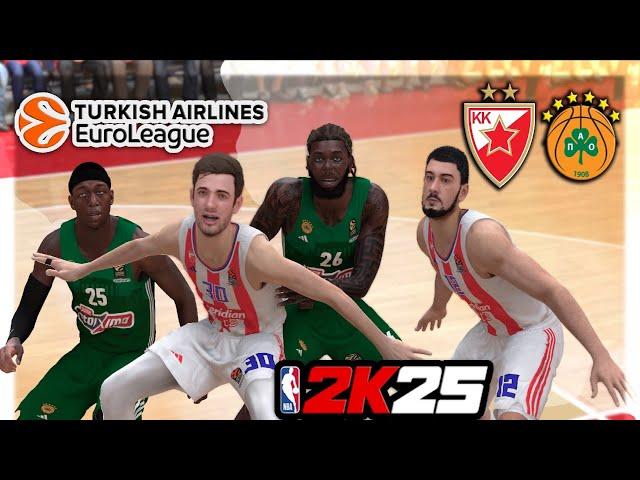 CRVENA ZVEZDA  vs. PANATHINAIKOS - EUROLEAGUE - NBA 2K25