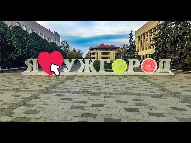 Ukraine - Uzhgorod in April 2021, city center, walking down the streets.