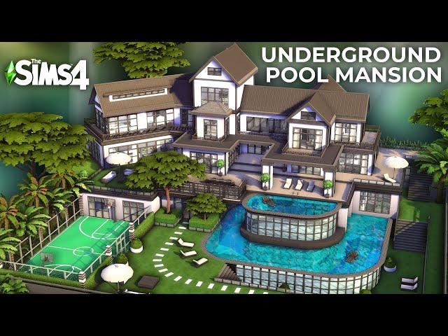 Sims 4 UNDERGROUND ROUND POOL MANSION (No CC) | Speed Build