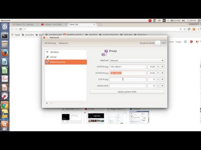 Change proxy setting in ubuntu