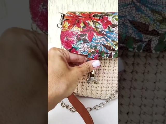 Сумка из полиэфирного шнура с кожаной фурнитурой