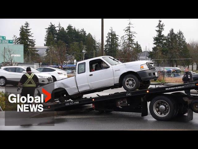 Suspected border jumper arrested after stolen truck barrels through BC crossing