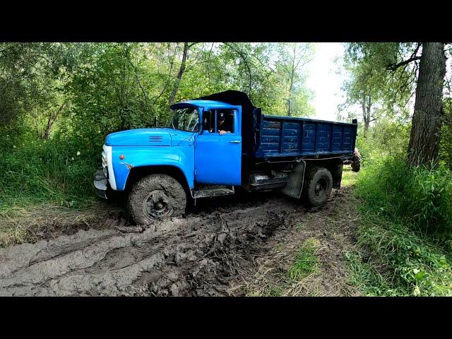 ЗиЛ-130 в грязи! Поездка на рыбалку! Трактор Т-40 спешит на помощь!!!