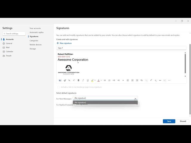 How to Add in an Email Signature to New Outlook 365