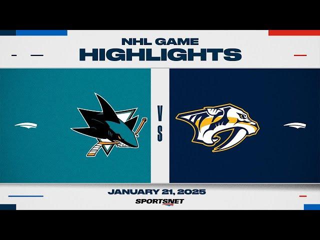 NHL Highlights | Sharks vs. Predators - January 21, 2025