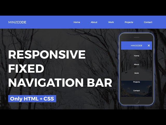 Responsive Fixed Navigation Bar - Only HTML, CSS