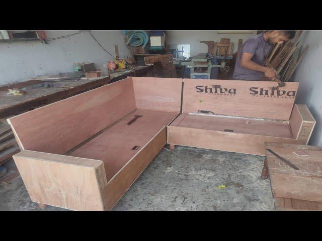 L-shape sofa (corner sofa disign) how to make sofa at home | setti kaise tyar kare