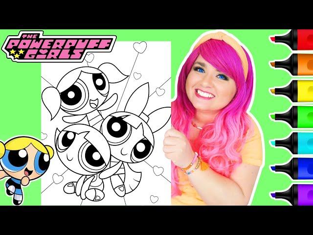 Coloring The Powerpuff Girls Bubbles, Blossom & Buttercup Coloring Page | Ohuhu Art Markers