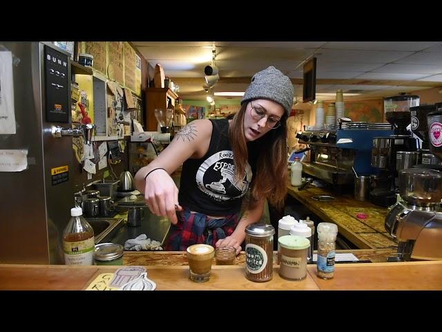 The garlic cortado at RoosRoast Coffee in Ann Arbor
