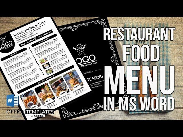 How to Design Printable Restaurant Food Menu Card in MS Word | DIY Food Menu Template