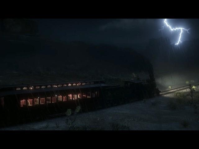 Thunderstorm While Riding The Train Alone At Night | RDR2 ASMR