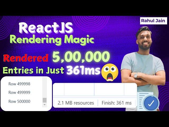 FASTEST ReactJS Performance EVER! Render 500,000 Rows in 361ms