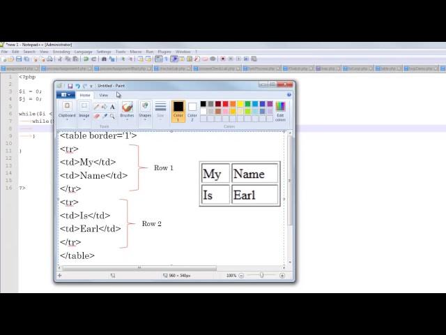 Creating a Table in PHP - Nested Loop Example