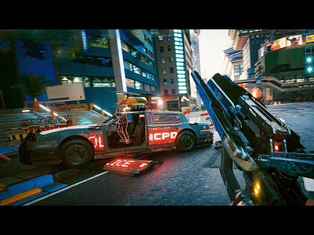 Cyberpunk 2077 2.0 Gameplay Free Roam and Police Combat (2K 60FPS PC MAX RTX Ray Tracing)