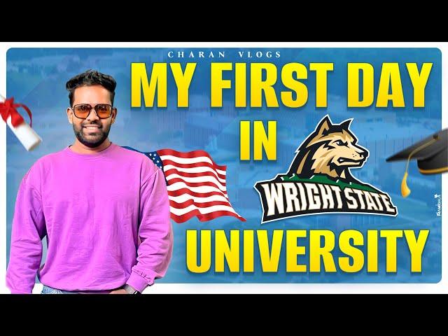 My First day at college in wright state university #Dayton #wrightstate #USA #telugu #charanvlogs