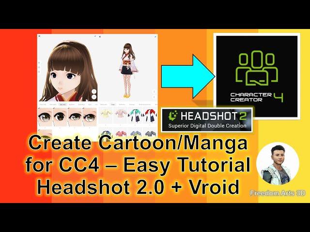 Easiest way to create Cartoon & Manga in Character Creator 4 - CC4 Headshot 2 Tutorial Vroid Studio