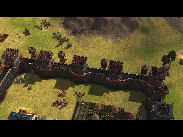 Stronghold Warlords - 1v3 SAMURAI SIEGE | Skirmish Gameplay