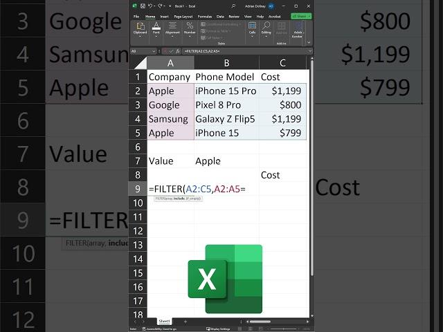 Excel! Filter Function #excel