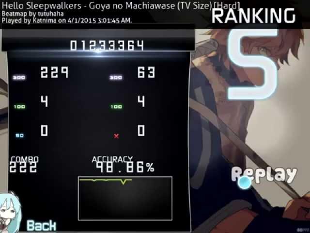 [osu!] Hello Sleepwalkers - Goya no Machiawase (TV Size) 【Hard】