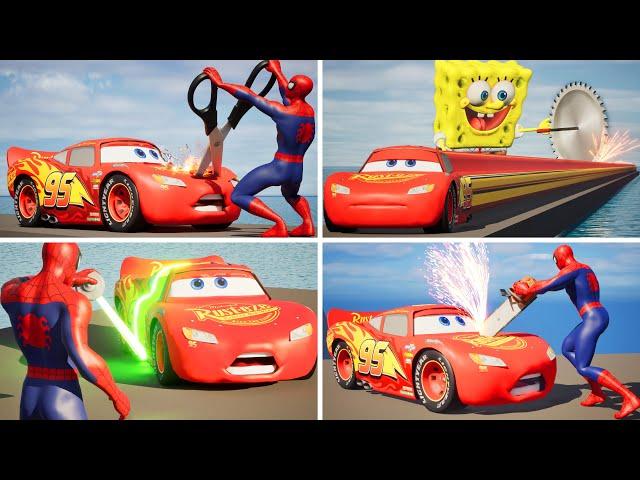 Epic Escape From Spiderman & SpongeBob Amazing Maze from Lightning Mcqueen ( Megamix )