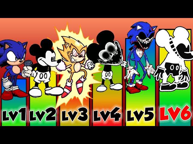 Sonic Exe VS Mickey Mouse Power Levels | FNF Characters Battle | Friday Night Funkin Animation