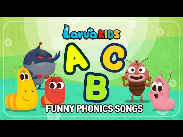 FUNNY PHONICS SONGS | ABC song | Larva KIDS | compilation | 10min