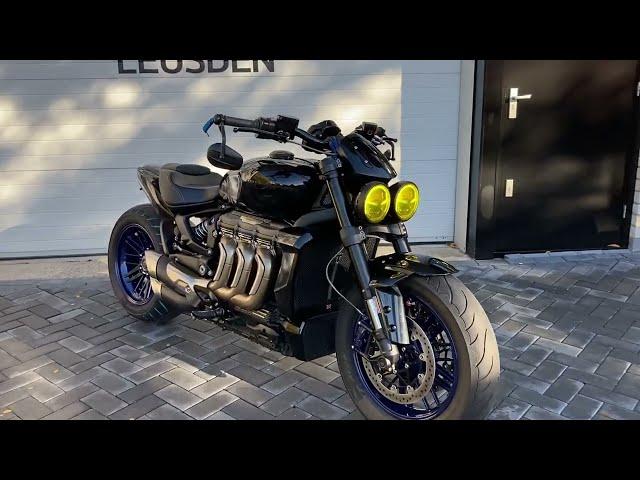 Custom Rocket 3R by Britz Custom Bikes. Modified exhaust revs and walkaround.