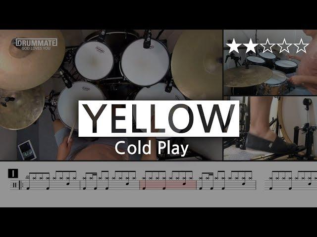 [Lv.04] Yellow - Cold Play  () | Drum Cover, Score, Sheet Music, Lessons, Tutorial | DRUMMATE