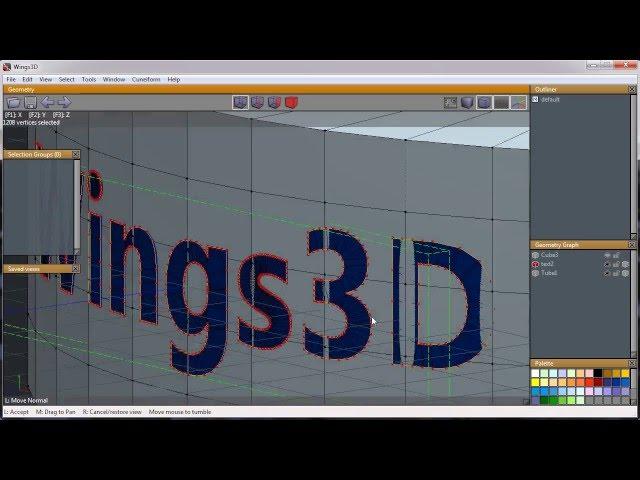 [Wings3D-ManiboldLAB] Booleans - Curved text sculped in a ring.